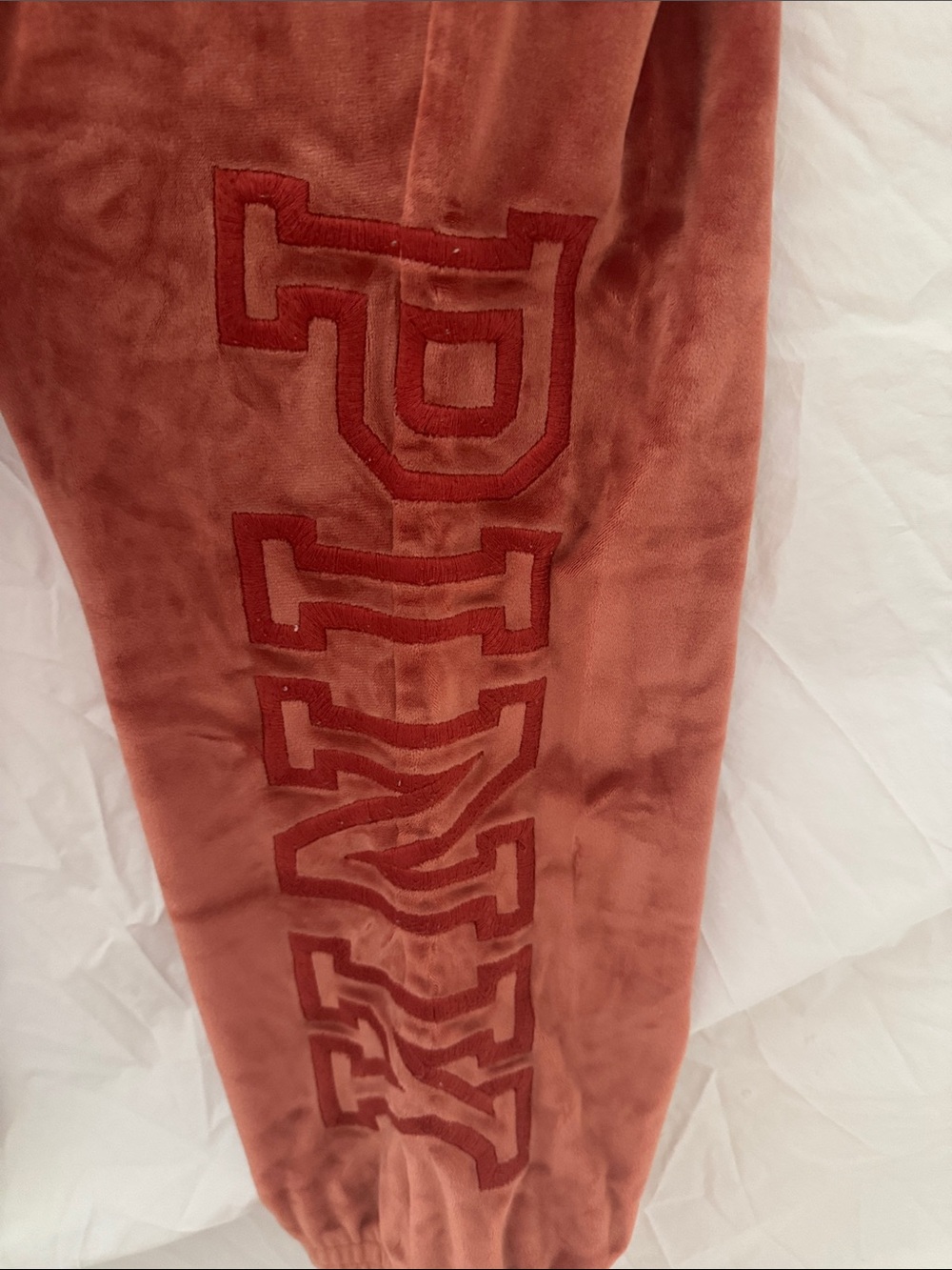 PINK Victoria's Secret Rust Orange Velour Joggers - Picture 3 of 4